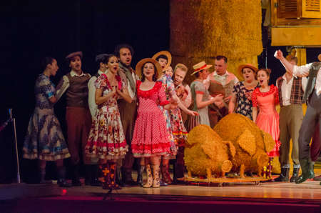 DNIPRO, UKRAINE - JUNE 24, 2017: Comic Opera Love drink performed by members of the Dnipro Opera and...