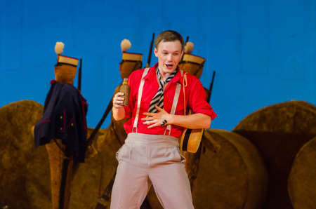 DNIPRO, UKRAINE - JUNE 24, 2017: Comic Opera Love drink performed by members of the Dnipro Opera and Ballet Theatre.のeditorial素材