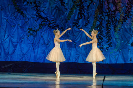 DNIPRO, UKRAINE - JUNE 17, 2017: Unidentified girls, ages 11 years old, perform This eternal ballet...