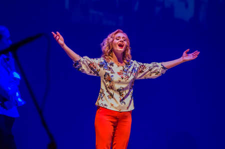 DNIPRO, UKRAINE - JUNE 26, 2017: The musical Kvitka performed by members of the Art project Kvitka Tsisik at the State Theater of Drama and Comedy.のeditorial素材