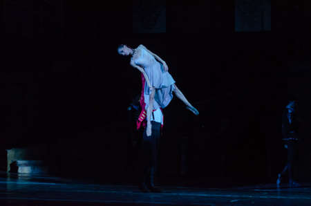 DNIPRO, UKRAINE - OCTOBER 12, 2017: Modern ballet Carmen and Jose performed by members of the Dnipro State Opera and Ballet Theater.のeditorial素材
