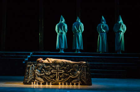 DNIPRO, UKRAINE - OCTOBER 21, 2017: Ballet Romeo and Juliet performed by members of the Dnipro  State Opera and Ballet Theatre.のeditorial素材