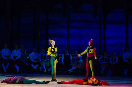 DNIPRO, UKRAINE - OCTOBER 21, 2017: Ballet Romeo and Juliet performed by members of the Dnipro  State Opera and Ballet Theatre.のeditorial素材