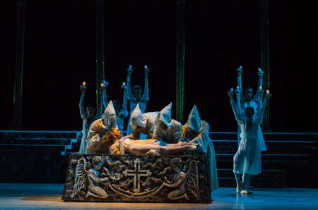 DNIPRO, UKRAINE - OCTOBER 21, 2017: Ballet Romeo and Juliet performed by members of the Dnipro  State Opera and Ballet Theatre.のeditorial素材