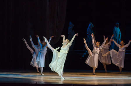 DNIPRO, UKRAINE - OCTOBER 21, 2017: Ballet Romeo and Juliet performed by members of the Dnipro  State Opera and Ballet Theatre.のeditorial素材