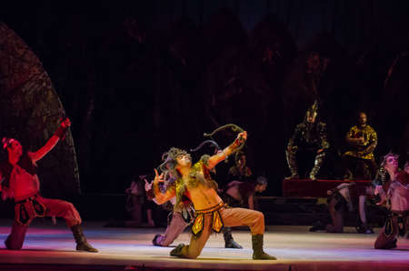 DNIPRO, UKRAINE - NOVEMBER 11, 2017: Members of the Dnipro Opera and Ballet Theatre performe Classical Opera Prince Igor.のeditorial素材