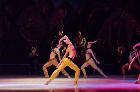 DNIPRO, UKRAINE - NOVEMBER 11, 2017: Members of the Dnipro Opera and Ballet Theatre performe Classical Opera Prince Igor.のeditorial素材