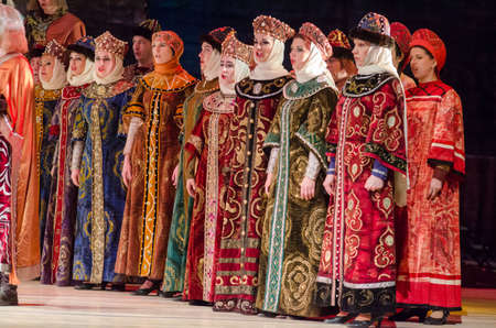 DNIPRO, UKRAINE - NOVEMBER 11, 2017: Members of the Dnipro Opera and Ballet Theatre performe Classical Opera Prince Igor.のeditorial素材