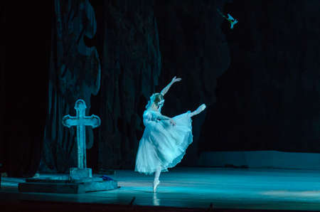 DNIPRO, UKRAINE - NOVEMBER 19, 2017: Classical ballet Giselle performed by members of the Dnipro Opera and Ballet Theatre.のeditorial素材