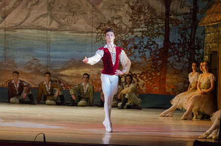 DNIPRO, UKRAINE - NOVEMBER 19, 2017: Classical ballet Giselle performed by members of the Dnipro Opera and Ballet Theatre.のeditorial素材
