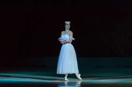DNIPRO, UKRAINE - NOVEMBER 19, 2017: Classical ballet Giselle performed by members of the Dnipro Opera and Ballet Theatre.のeditorial素材
