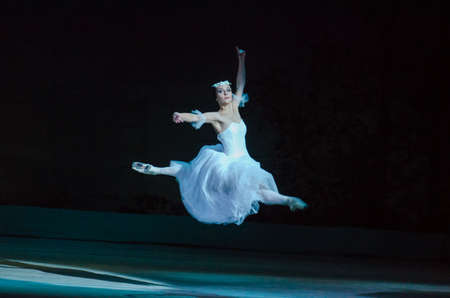 DNIPRO, UKRAINE - NOVEMBER 19, 2017: Classical ballet Giselle performed by members of the Dnipro Opera and Ballet Theatre.のeditorial素材