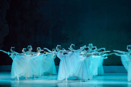 DNIPRO, UKRAINE - NOVEMBER 19, 2017: Classical ballet Giselle performed by members of the Dnipro Opera and Ballet Theater.のeditorial素材