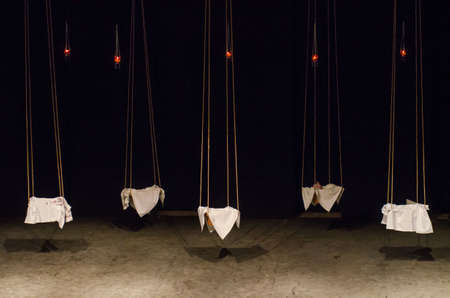 DNIPRO, UKRAINE - NOVEMBER  25, 2017: The formation of the stage of the play The Hungry Blood of the Dnipro Youth Theatre VIRYMO!.のeditorial素材