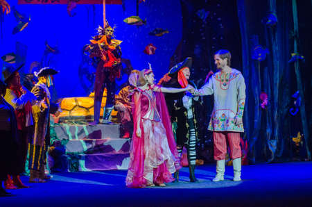 DNIPRO, UKRAINE - DECEMBER 27, 2017: Miracle-Yudo in the underwater kingdom performed by members of the Dnipro State Drama and Comedy Theatre.のeditorial素材