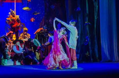 DNIPRO, UKRAINE - DECEMBER 27, 2017: Miracle-Yudo in the underwater kingdom performed by members of the Dnipro State Drama and Comedy Theatre.のeditorial素材