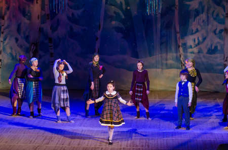 DNIPRO, UKRAINE - DECEMBER 28, 2017: Unidentified children, ages 8-12 years old, perform Christmas...