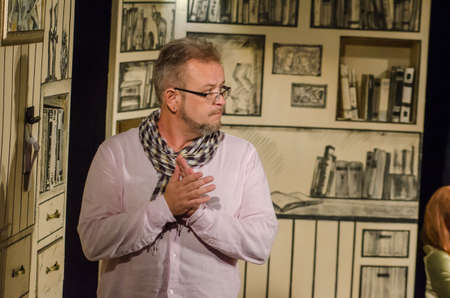 DNIPRO, UKRAINE - OCTOBER 1, 2018: Comedy Name performed by members of the Dnipro Youth Theatre VIRYMO!.のeditorial素材