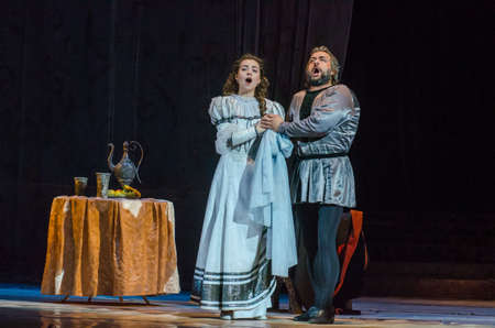 DNIPRO, UKRAINE - OCTOBER 7, 2018: Rigoletto opera performed by members of the Dnipro State Opera...