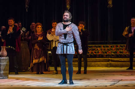 DNIPRO, UKRAINE - OCTOBER 7, 2018: Rigoletto opera performed by members of the Dnipro State Opera...