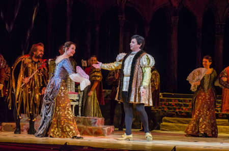 DNIPRO, UKRAINE - OCTOBER 7, 2018: Rigoletto opera performed by members of the Dnipro State Opera...