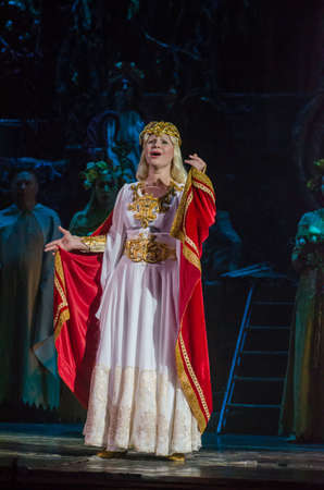 DNIPRO, UKRAINE - OCTOBER 21, 2018: Classical Opera Norma by Giacomo Puccini performed by members of...
