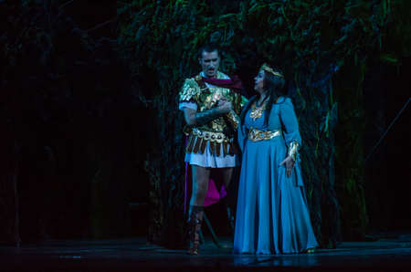 DNIPRO, UKRAINE - OCTOBER 21, 2018: Classical Opera Norma by Giacomo Puccini performed by members of...