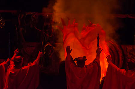 DNIPRO, UKRAINE - OCTOBER 21, 2018: Classical Opera Norma by Giacomo Puccini performed by members of...