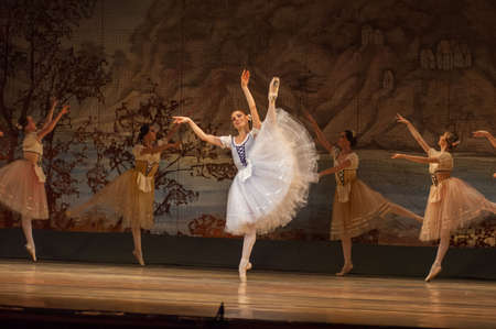 DNIPRO, UKRAINE - NOVEMBER 3, 2018: Classical ballet Giselle by Adolphe Adam performed by members of the Dnipro Opera and Ballet Theatre.のeditorial素材