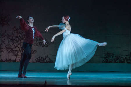 DNIPRO, UKRAINE - NOVEMBER 3, 2018: Classical ballet Giselle by Adolphe Adam performed by members of the Dnipro Opera and Ballet Theatre.のeditorial素材
