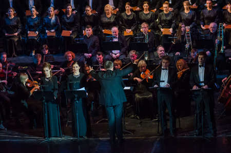 DNIPRO, UKRAINE - NOVEMBER 24, 2018: Requiem by Mozart performed by members of the Dnipro Opera and Ballet Theatre.のeditorial素材