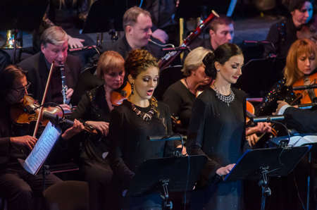 DNIPRO, UKRAINE - NOVEMBER 24, 2018: Requiem by Mozart performed by members of the Dnipro Opera and Ballet Theatre.のeditorial素材