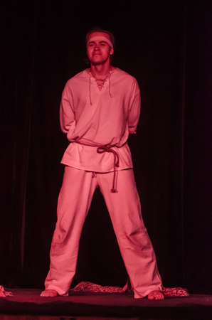 DNIPRO, UKRAINE - DECEMBER 2, 2018: Performance in the genre of post-apocalypse Prometheus perfomed...