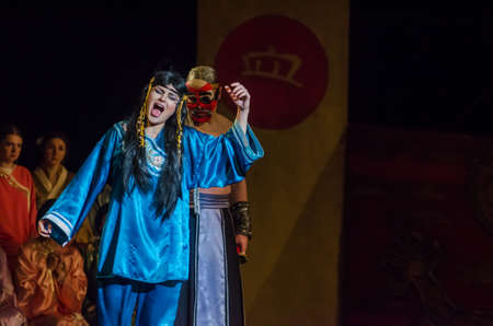 DNIPRO, UKRAINE â DECEMBER 22, 2018: Classical Opera by Giacomo Puccini Turandot performed by members of the Dnipro Opera and Ballet Theatre.のeditorial素材