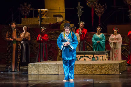 DNIPRO, UKRAINE â DECEMBER 22, 2018: Classical Opera by Giacomo Puccini Turandot performed by members of the Dnipro Opera and Ballet Theatre.のeditorial素材