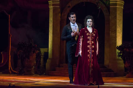 DNIPRO, UKRAINE â FEBRUARY 23, 2019: Classical Opera by Giuseppe Verdi Traviata performed by members of the Dnipro Opera and Ballet Theatre.のeditorial素材