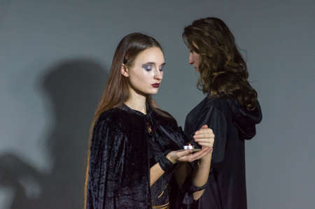 DNIPRO, UKRAINE - MARCH 31, 2019:  Polina Bulgarin  perfomes Tales of Decadence at  the Youth Theater Mirror.のeditorial素材