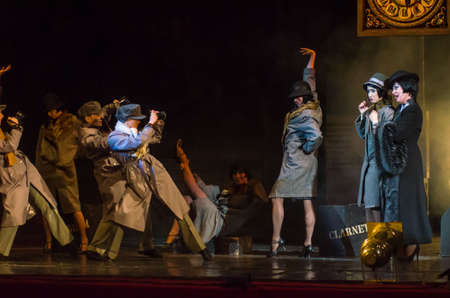 DNIPRO, UKRAINE â€“ APRIL 8, 2019: The musical In the jazz only girls performed by members of...