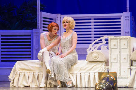 DNIPRO, UKRAINE â€“ APRIL 8, 2019: The musical In the jazz only girls performed by members of...
