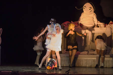 DNIPRO, UKRAINE â€“ APRIL 8, 2019: The musical In the jazz only girls performed by members of...