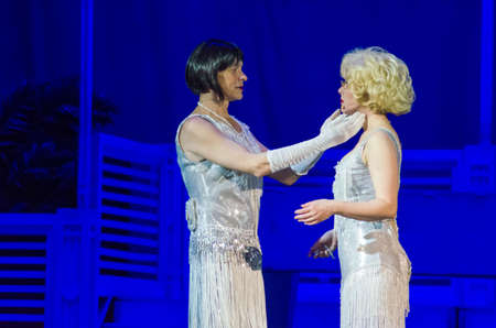 DNIPRO, UKRAINE â€“ APRIL 8, 2019: The musical In the jazz only girls performed by members of...