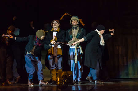 DNIPRO, UKRAINE â€“ APRIL 8, 2019: The musical In the jazz only girls performed by members of...