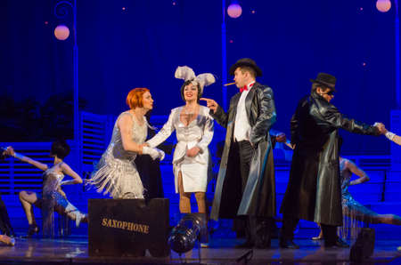 DNIPRO, UKRAINE â€“ APRIL 8, 2019: The musical In the jazz only girls performed by members of...