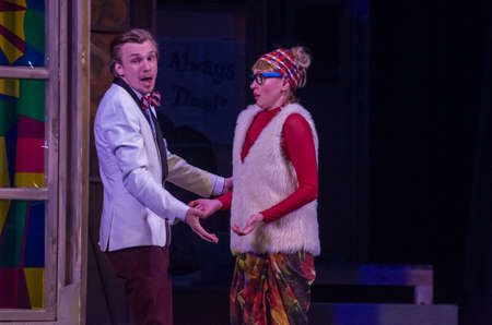 DNIPRO, UKRAINE â€“ APRIL 18, 2019: Comedy Noises Off  by Michael Frayn performed by members of...