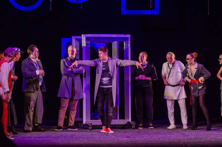 DNIPRO, UKRAINE - JULE 3, 2019: Comedy The Auditor by Mykola Gogol performed by members of the...