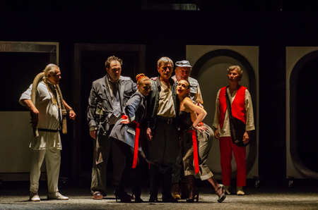 DNIPRO, UKRAINE - JULE 3, 2019: Comedy The Auditor by Mykola Gogol performed by members of the...