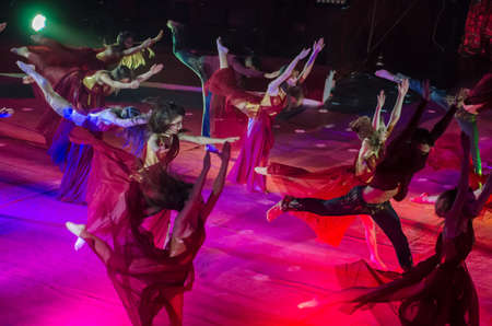 DNIPRO, UKRAINE - DECEMBER 14, 2018: Members of the Jazz-Ballet Antares perform at the Circus.