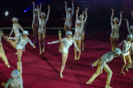 DNIPRO, UKRAINE - DECEMBER 14, 2018: Members of the Jazz-Ballet Antares perform at the Circus.
