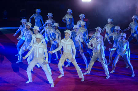 DNIPRO, UKRAINE - DECEMBER 14, 2018: Members of the Jazz-Ballet Antares perform at the Circus.