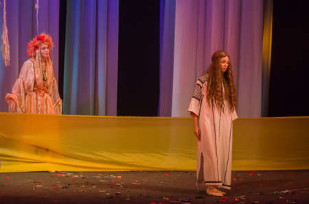 DNIPRO, UKRAINE - OCTOBER  24, 2019: Forest song performed by members of the State Drama and Comedy...
